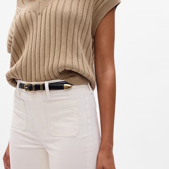 NWT GAP High Rise Corduroy 70s Flare Pants Women's Size 34/18 Ivory Beige - Picture 3 of 7